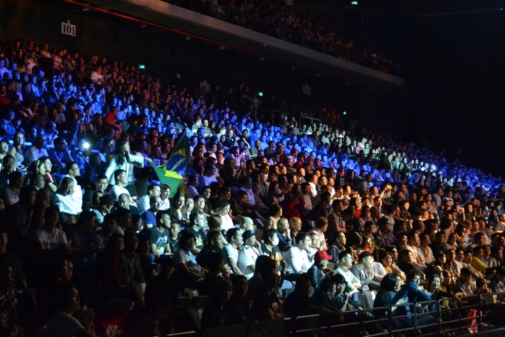A performance on the stage, seen from the room