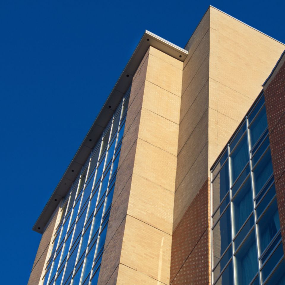 An architectural detail of the building
